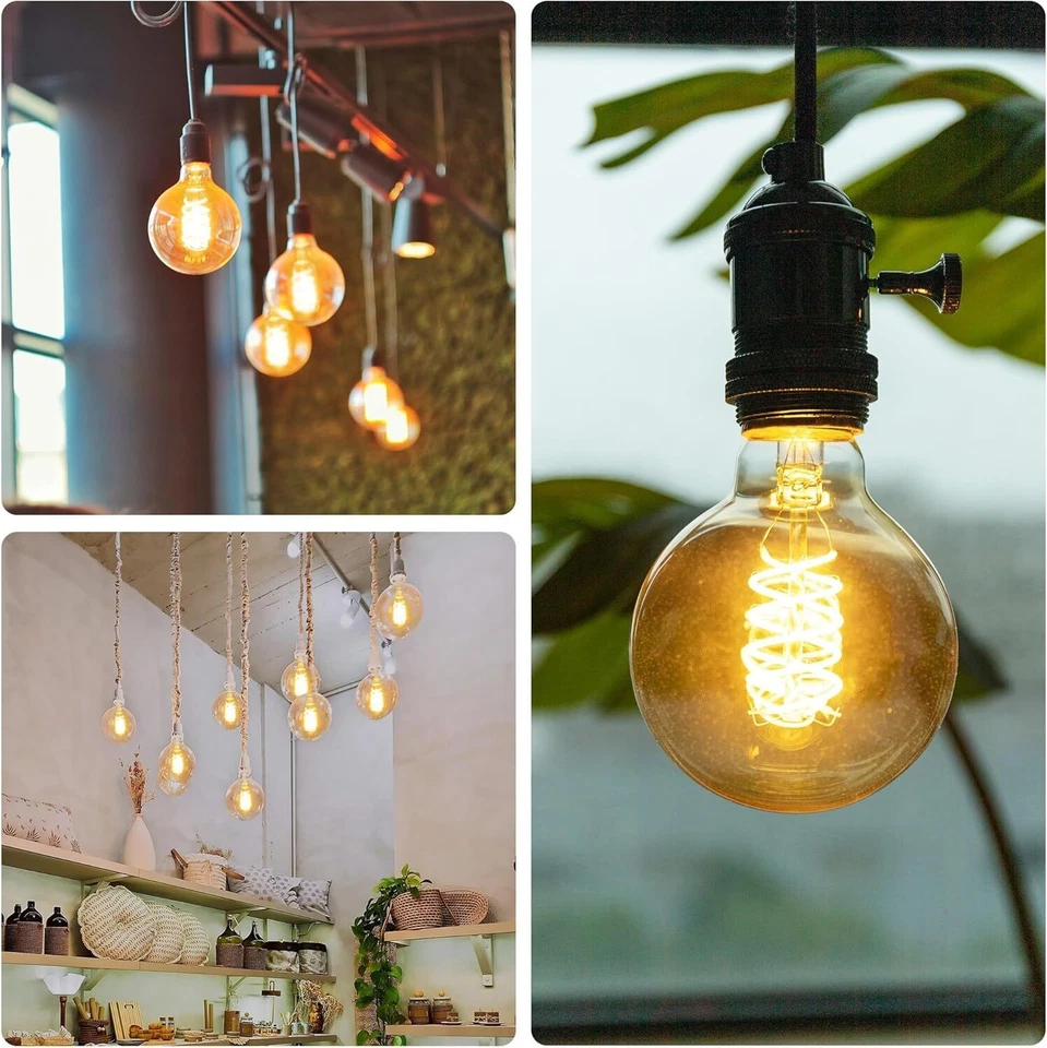 4Pk LED G25 Curved Filament Spiral Light, E26, 4.5W(40W), Clear, 2100K, 350LM - Image 2 of 4