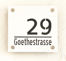 Hausnummer Türschild mit Namen Klingel Namensschild 3D Gravur Acryl schwarz weiß