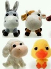 4 Animaux Amis De La Ferme Peluches Âne + 3 Autres Plush Vitamini Big Headz
