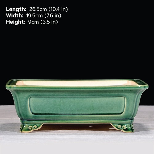 Classical Glazed Bonsai Pot Rectangular/Oval Chinese Purple Sand Shallow Planter - Picture 4 of 18