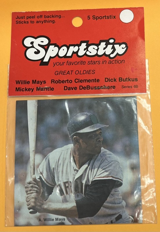 *RARE* 1976 Sportstix Stickers UNOPENED 5-Pack: Mantle Clemente Mays Butkus 6B!!