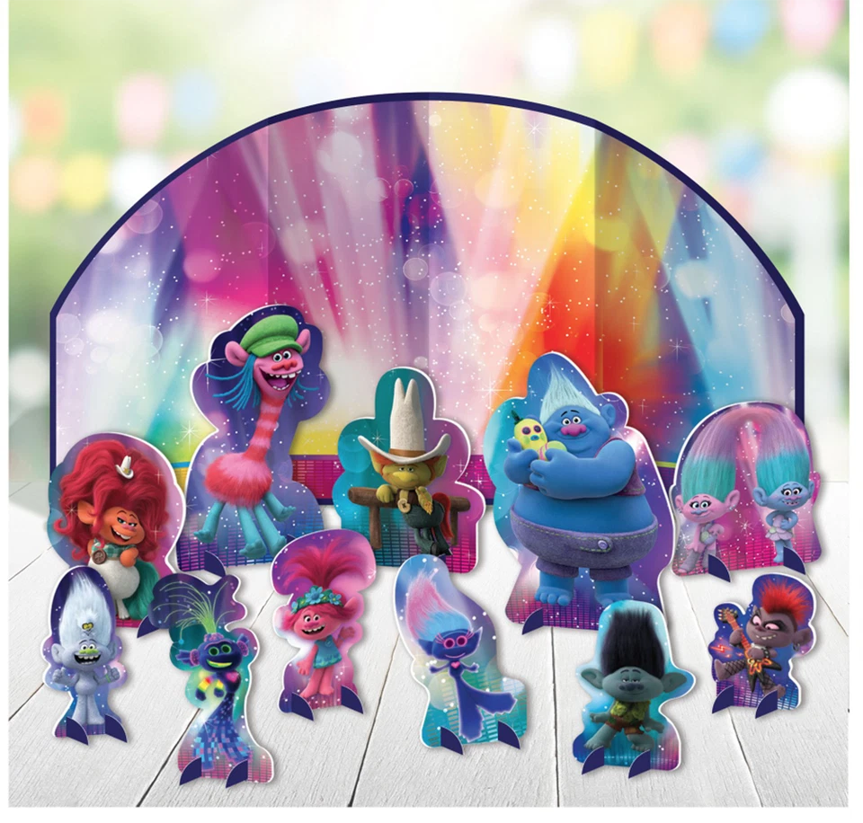 Kit de decoración de mesa Trolls World Tour 12 piezas. Suministros de fiesta de cumpleaños para niños Foto 2 de 4
