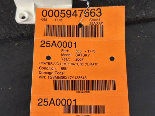 07-10 SATURN SKY HEATER A/C TEMPERATURE CLIMATE CONTROL PANEL SWITCH 15885077 - Picture 10 of 10