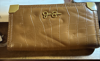 #ad Jessica Simpson Logo Ladies Wallet Cognac Croco Zip Around amp; Bifold Clutch $17.99