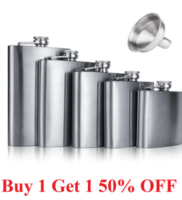 Stainless Steel Liquor Pocket Hip Flask Alcohol Whiskey  Flagon 5 7 10 oz funnel