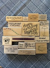 Rubber Stamp Lot Sentiments Words Sayings Phrases Just A Note Birthday Lot Of 17
