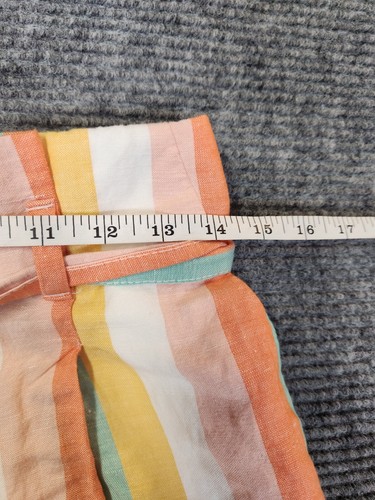 LOFT Women’s Paperbag Striped Orange Yellow White Green Linen Blend Size Small. - Picture 7 of 8