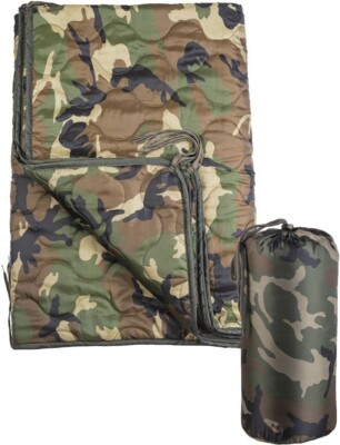 Mil-Tec Woodland Poncho Liner For Outdoors Survival Sleeping Ripstop Fabric