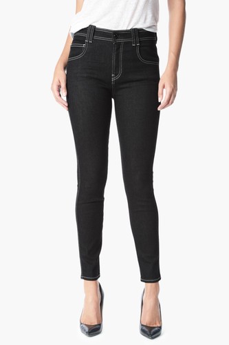 NUEVO CON ETIQUETAS 7 FOR ALL MANKIND Cintura Alta Delgado con Puntada Pop Talla 29 Negro Verdadero - Imagen 2 de 12