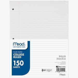 Mead filler paper 10.5x8 150ct cm 15111 (043100151111)