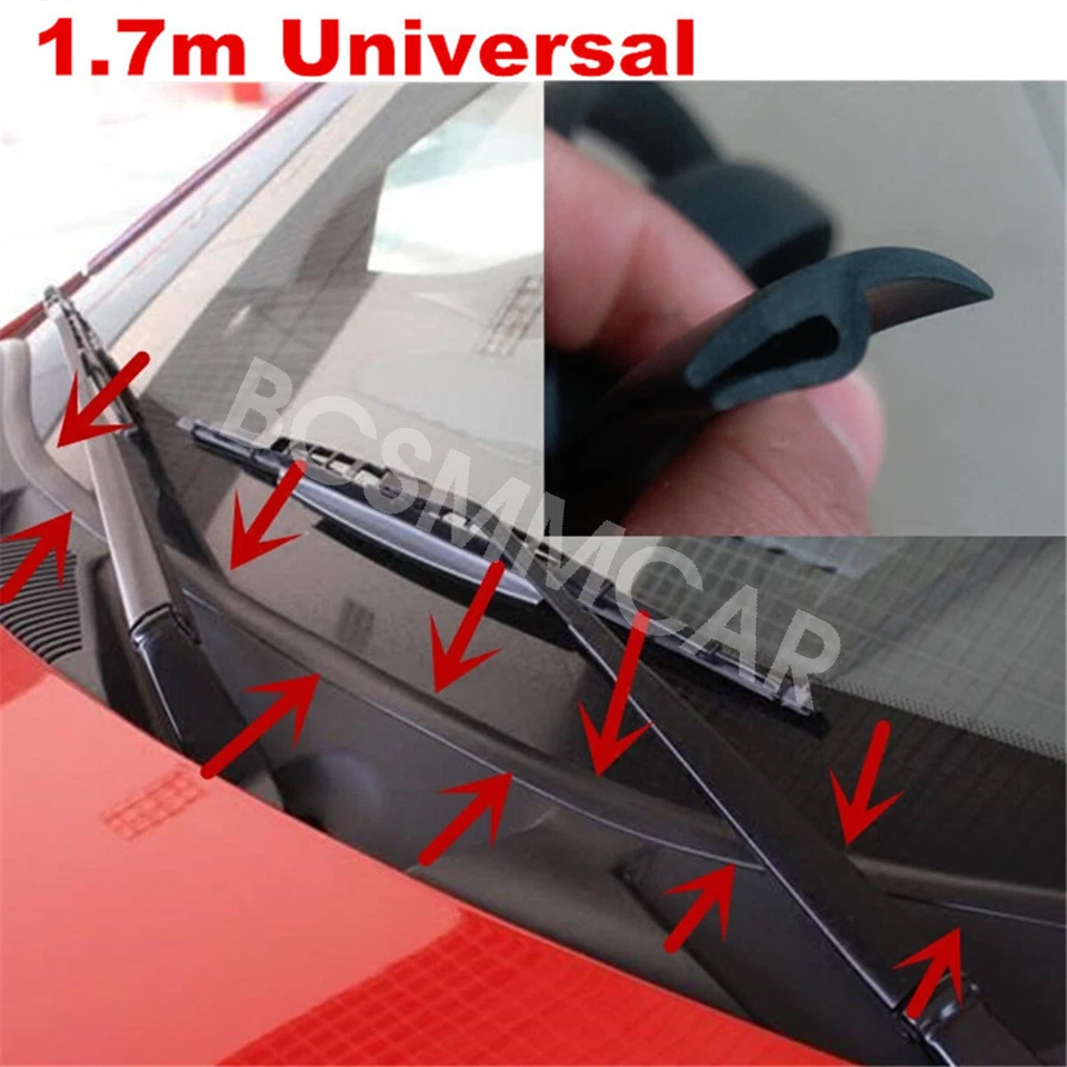 1.7M Car Front Windshield Wiper Panel Hood Rubber Seal Strip Self-Adhesive Trim Foto 2 de 4