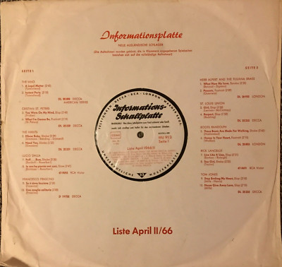   12'' INFO LP 1966 THE WHO Habits ST LOUIS UNION Tom Jones HERB ALPERT MU 91 NM 