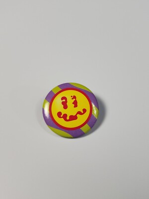 Goofy Smile Face Button Pin 1'' Small Size Humorous 