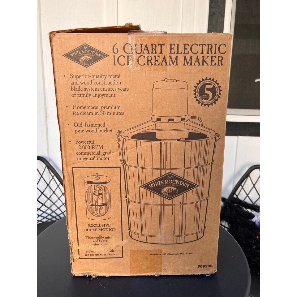 Vintage White Mountain 6 QT Ice Cream Maker F69206 Electric old