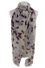 Femmes Écharpes Crème Imprimé Papillon Étole Châle Foulard Enveloppant