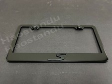 1x Black S 3d Emblem Black Stainless License Plate Frame Rust Free S.caps