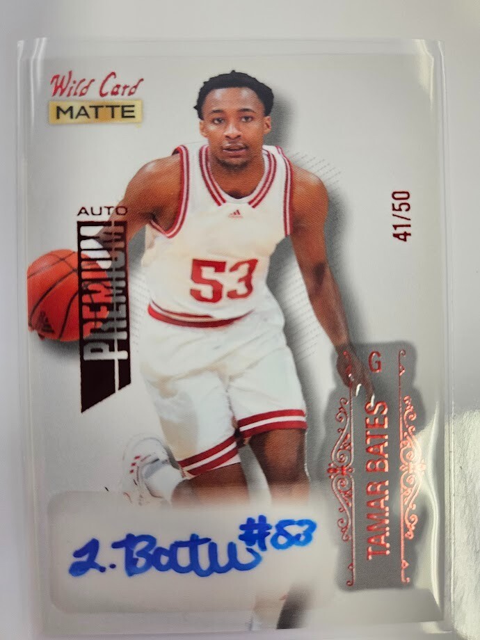 2022 Wild Card Matte #mb-a TAMAR BATES /50 Premium Auto RC, Denver Nuggets