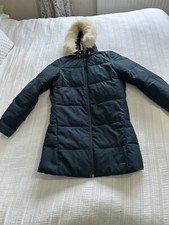 Lovely Sweaty Betty Blue Warm Padded Coat Jacket Size Xs Faux Fur Hood