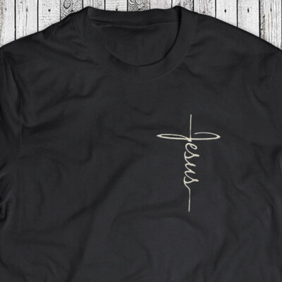 Embroidery shirt Mサイズ Jesus Cross Embroidery T-Shirt - Embroidered Bible Christian Shirt