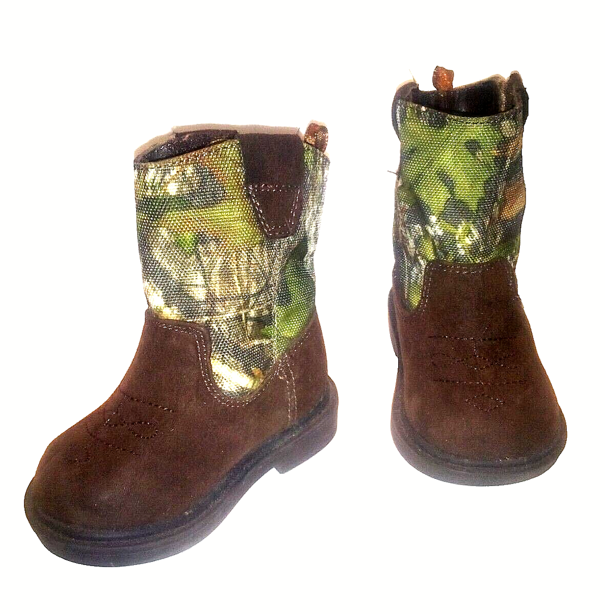Faded Glory Boys Camouflage Leather Boots Shoes Size Child A000
