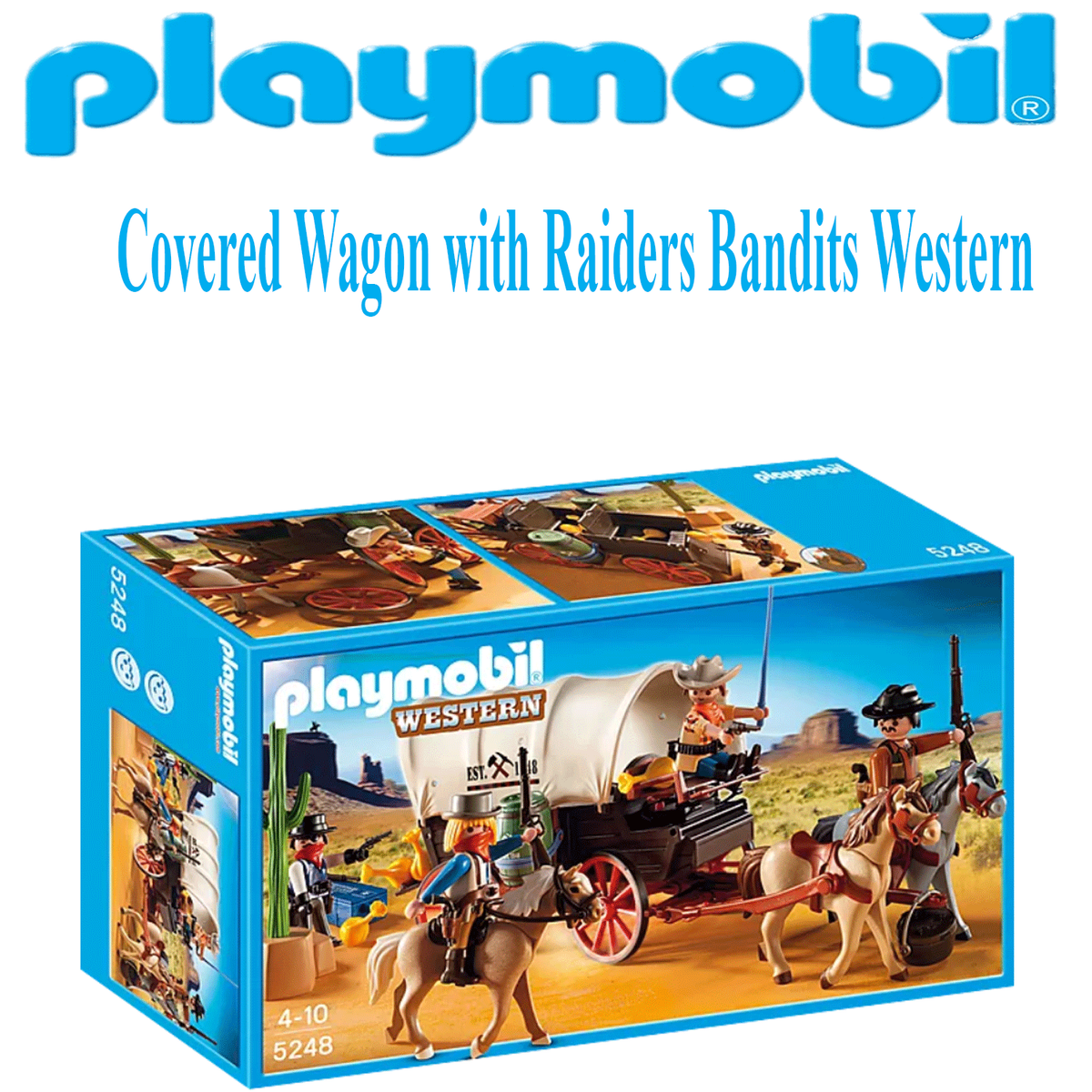 Playmobil 5248 Covered Wagon with Raiders Western Bandits Set NEW