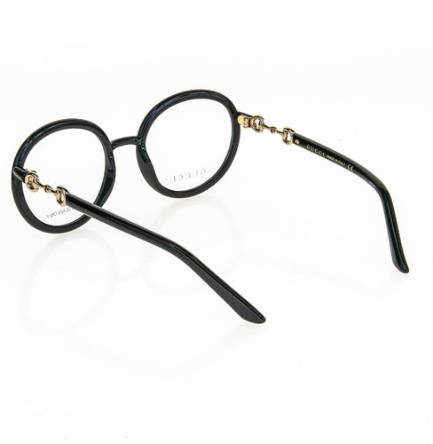 GUCCI Horsebit 0891 Black Gold Round Retro Eyeglasses GG0891O 001 Optical Unisex - Picture 5 of 8