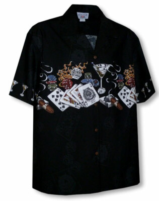 Pacific Legend Texas Hold 'em Gambling Button Down Men's Size Large Pre-Owned
