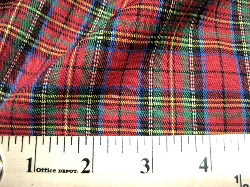 Plaid Scottish Tartan Woven Cotton Fabric by the yard Material Red Blue Green - Image 3 of 3