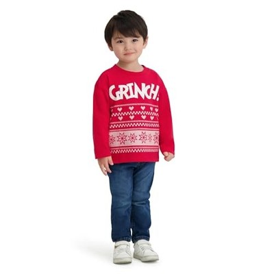 The Grinch Christmas Toddler Unisex Red Long Sleeve T-Shirt, Sizes 12M-5T