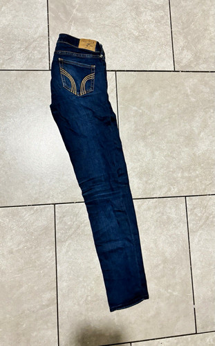 Hollister Women's Dark Wash Skinny Jeans Size 0S Mid Rise 5-Pocket Cotton