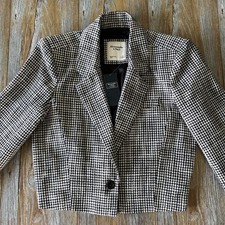 Abercrombie  Fitch Women's Houndstooth Tweed Cropped Blazer Jacket Black XS NWT