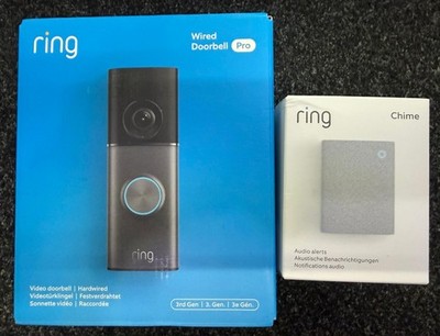 Ring Video Doorbell Pro 4K Video fest verdrahtet + Glockenspiel 3. Gen Plugin KOSTENLOS SPAREN £100