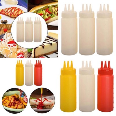 3x Sauce Flaschen Squeeze Wiederverwendbare Squirt Flaschen für Reise