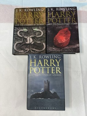Lot of 3 Bloomsbury Hardcover Harry Potter First Edition Books J.K. Rowling