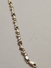 STERLING SILVER 7" LADIES BRACELET W/ HEARTS