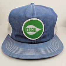 Vintage USA MADE K Products Denim Cargill Patch Trucker Hat Snapback Cap