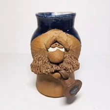 Vintage Funny 3D Face Mustache Cigar Studio Pottery Mug