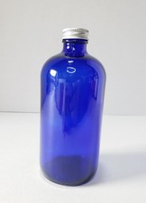 16 Oz Vintage Cobalt Blue Glass Empty Bottle with Cap/Lid 6 5/8 Tall