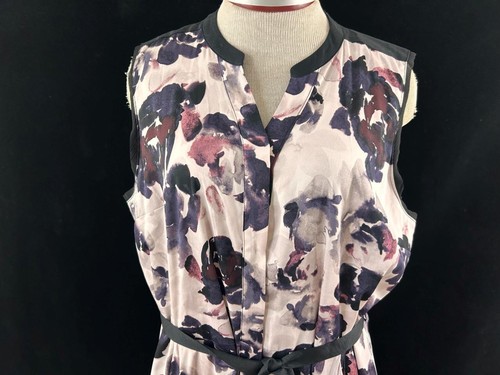 Simply Vera Wang dress size XL sleeveless V neck 41" long floral button front - Picture 2 of 7