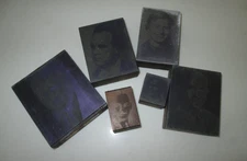 6 Vtg Wood Letter Press Printing Blocks, People, Assorted Sizes