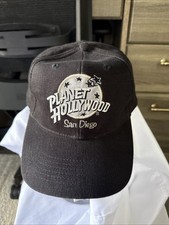 Vintage Planet Hollywood Hat Cap Strap Back Black Seattle Embroidered Unisex 90s
