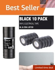 10 Rolls of Adhesive Electrical Tape 3/4in x 60ft - Weather Resistant, Listed