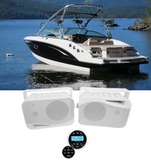 Rockville RGHR2 Marine Gauge Boat Receiver w Bluetooth USB 2 4" Box Speakers