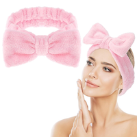 Stirnband Damen Spa Haarband Kosmetik, Coral Fleece Makeup HaarbäNder Elastic, C