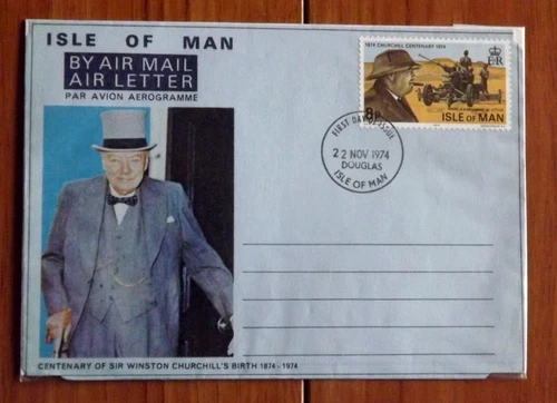 Isle of Man: QEII - Winston Churchill Air Mail Letter  - 22 November 1974 - FDC