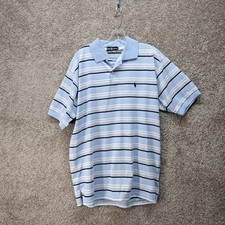Ralph Lauren Mens XL Polo Shirt Light Blue Striped Short Sleeve Pony Logo