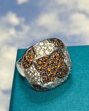 Designer ADI Sterling Silver ORANGE GARNET Spessartine Gems   925 Ring 6