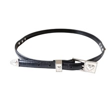 Women's Western Belt Leather Cowgirl Bohemian Rockabilly Heart Buckle Black