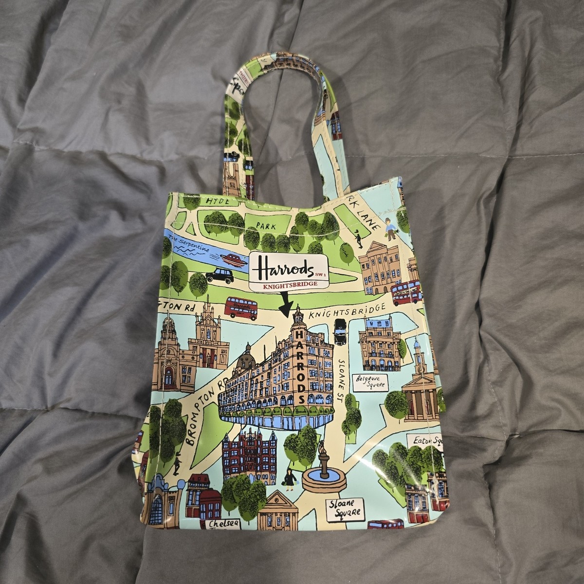 Harrods Tote Bag Knightsbridge London Map Small SW1 Vinyl PVC
