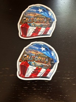 Simpson Helmets Racing Products 2PCS Sticker Born Free CALI RED WHITE BLUE 3X2.5